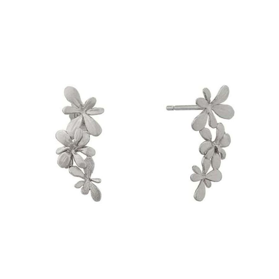 Earrings Alex Monroe | Alex Monroe Silver Sprouting Rosette Stud Drop Earrings