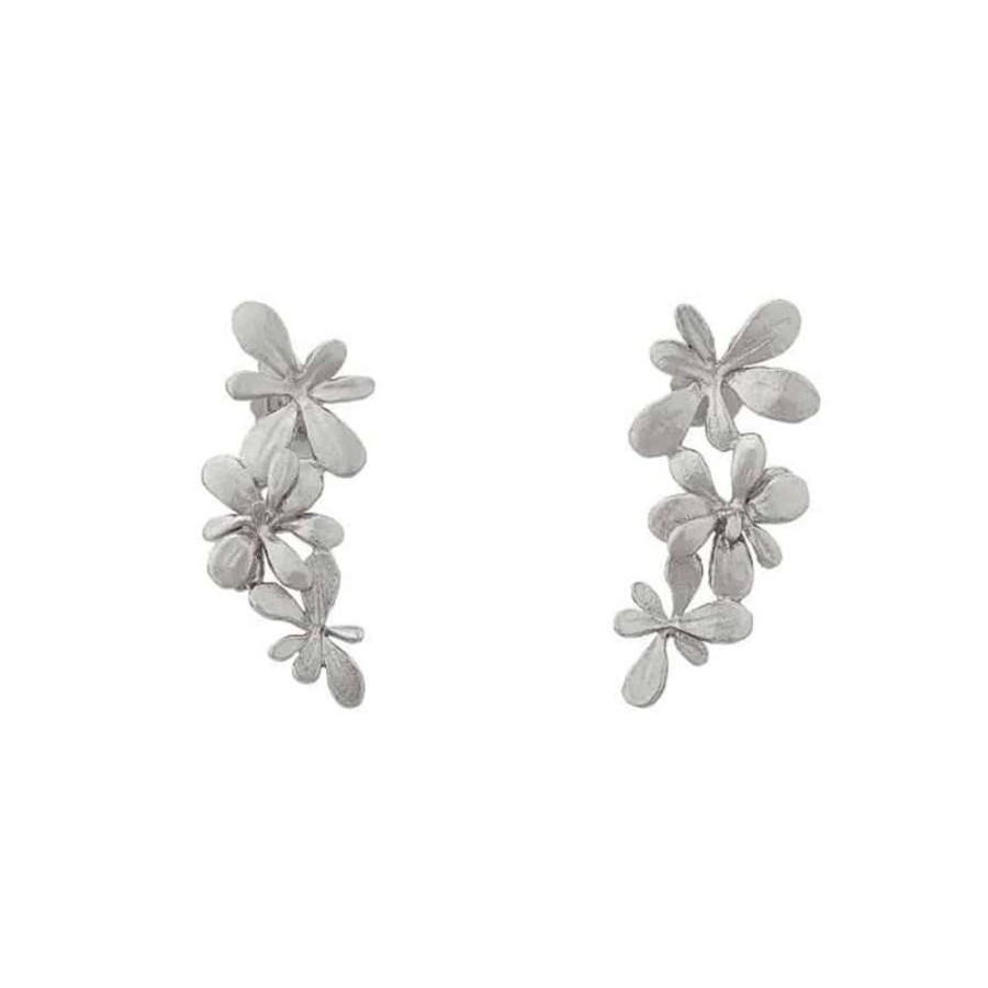 Earrings Alex Monroe | Alex Monroe Silver Sprouting Rosette Stud Drop Earrings