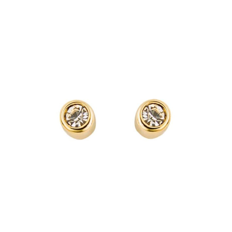 Earrings Silverado Classics | Gold Plated Sparkle Round Stud Earrings