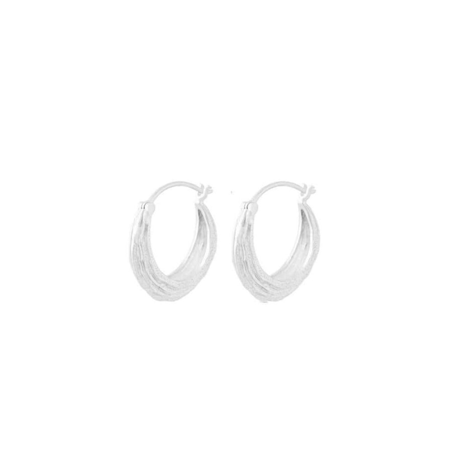 Earrings Pernille Corydon | Small Silver Coastline Hoop Earrings