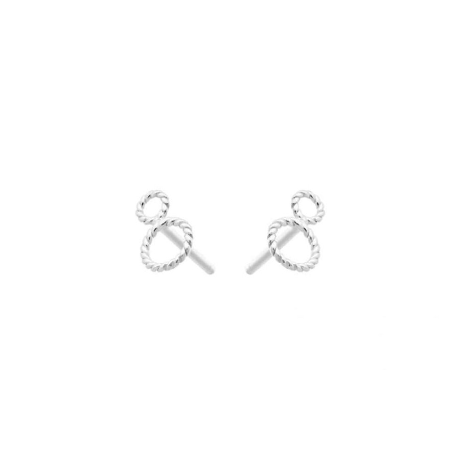 Earrings Pernille Corydon | Twisted Silver Circle Stud Earrings