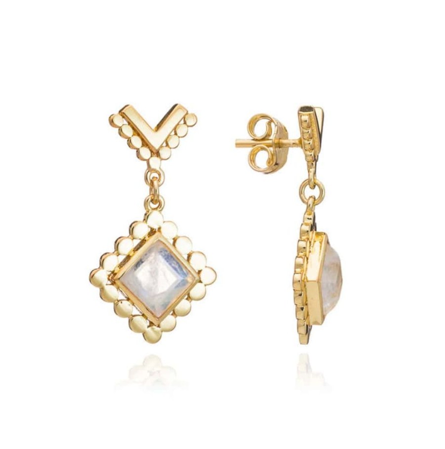 Earrings Azuni London | Azuni Moonstone Diamond Drop Studs