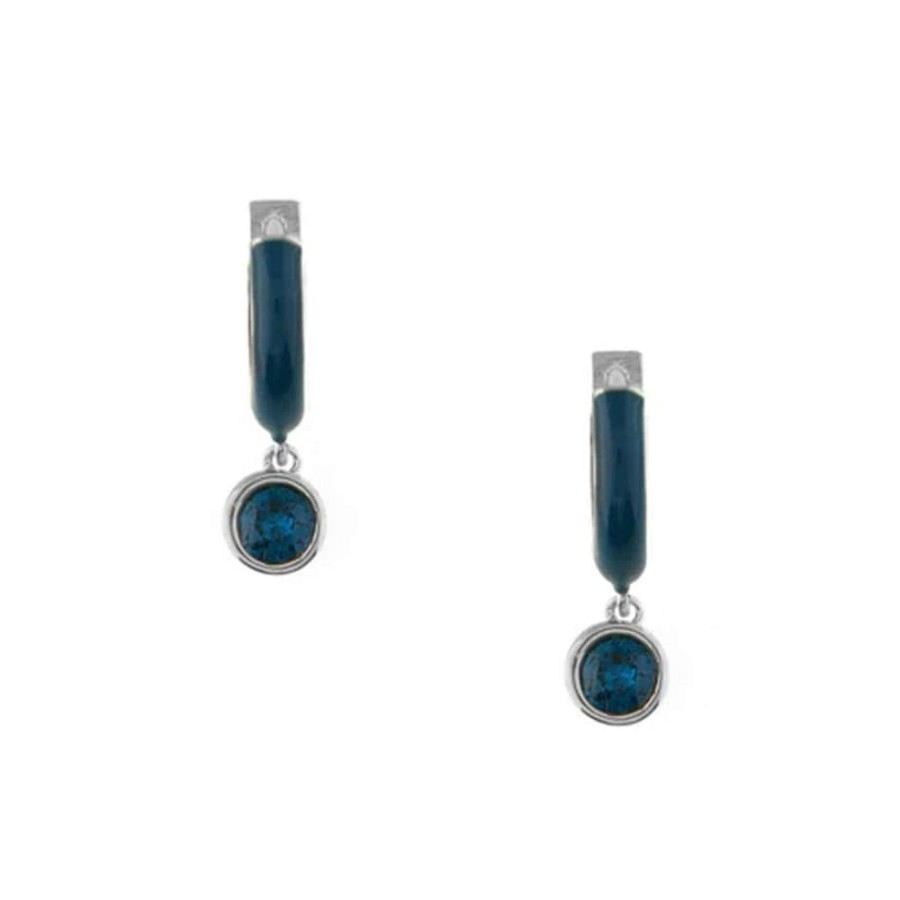 Earrings Orelia | Blue Enamel Drop Huggie Hoops