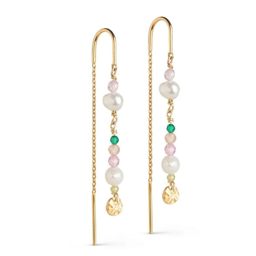 Earrings Enamel | Sophia Pearl Chain Earring