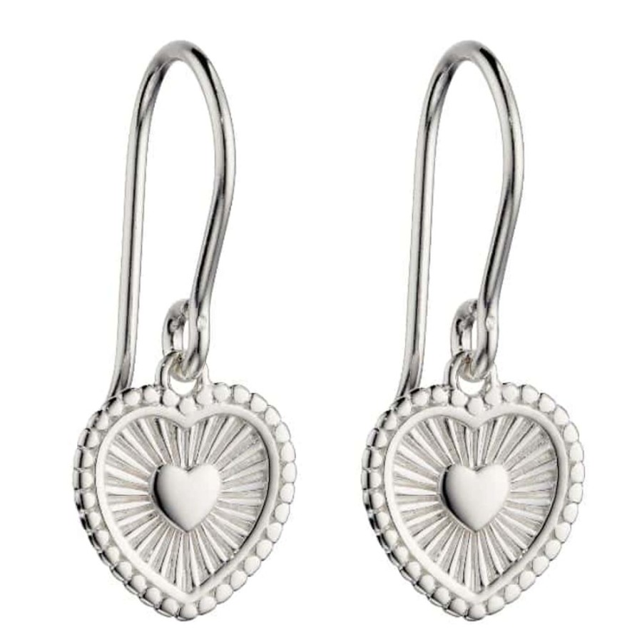 Earrings Silverado Classics | Silver Sunray Heart Drop Earrings