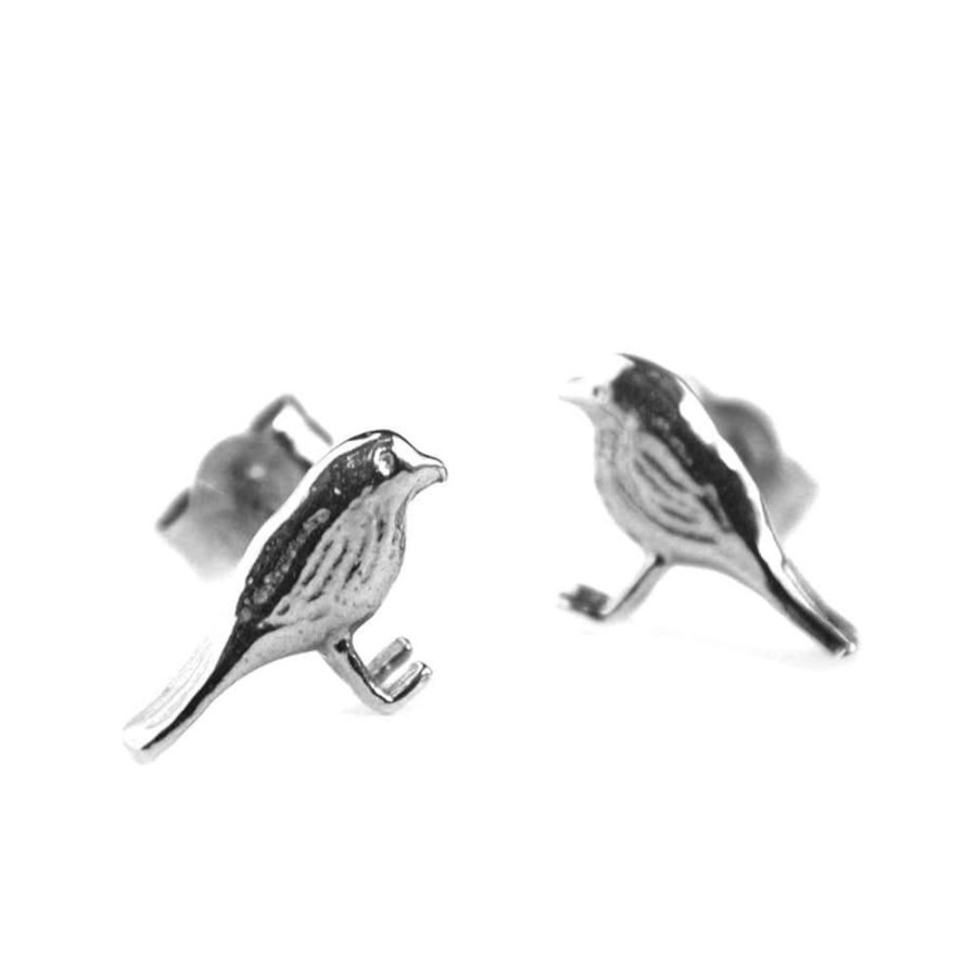 Earrings Alex Monroe | Alex Monroe Silver Little Robin Stud Earrings