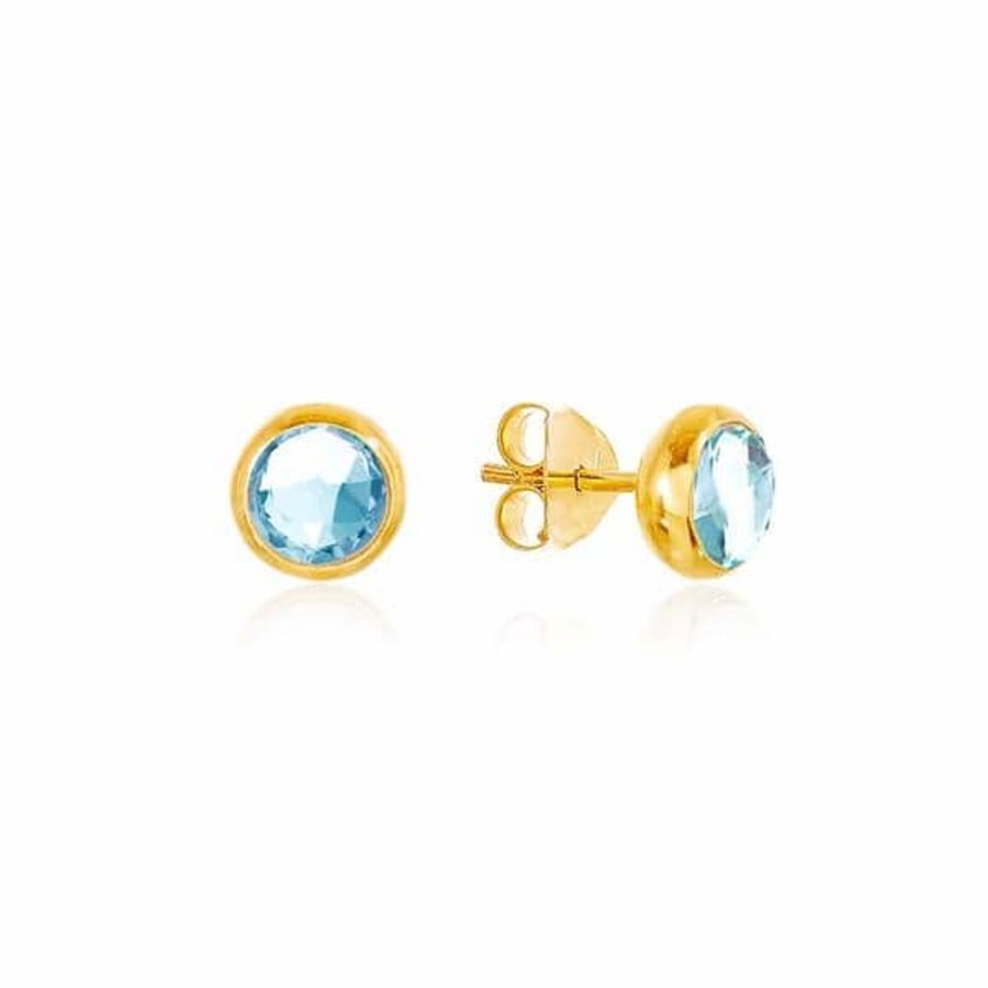 Earrings Luceir Jewellery | Luceir March Birthstone Stud Earrings - Blue Topaz