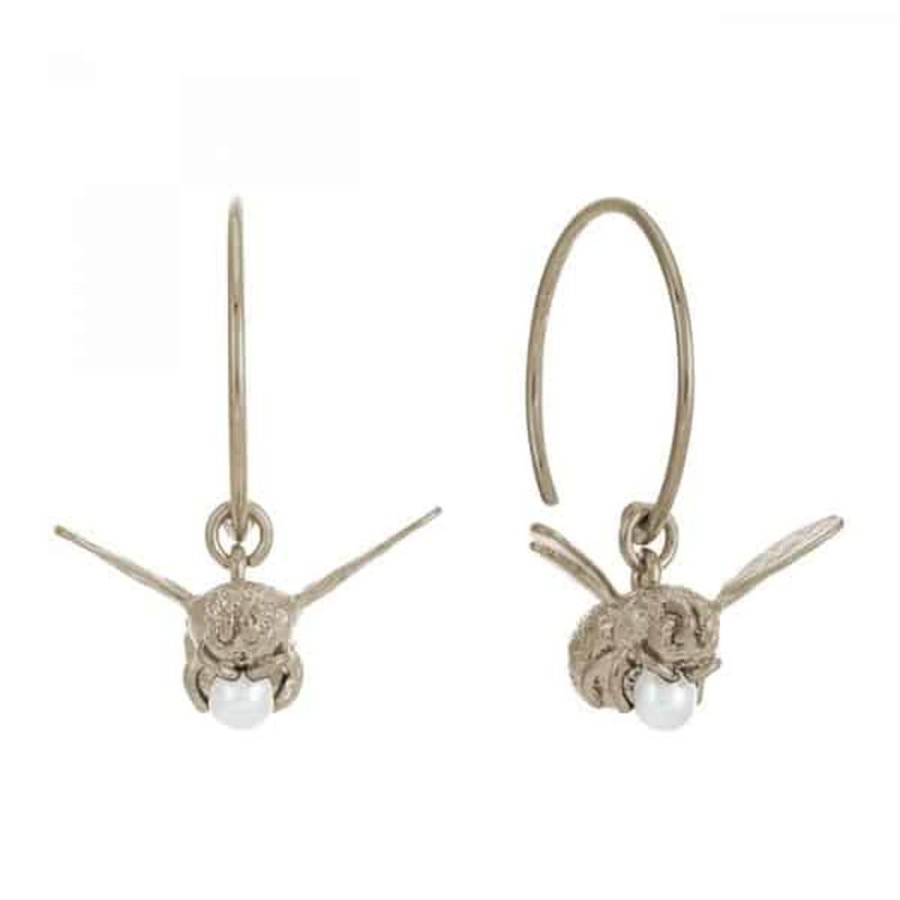 Earrings Alex Monroe | Alex Monroe Silver Bee Hoop Earrings