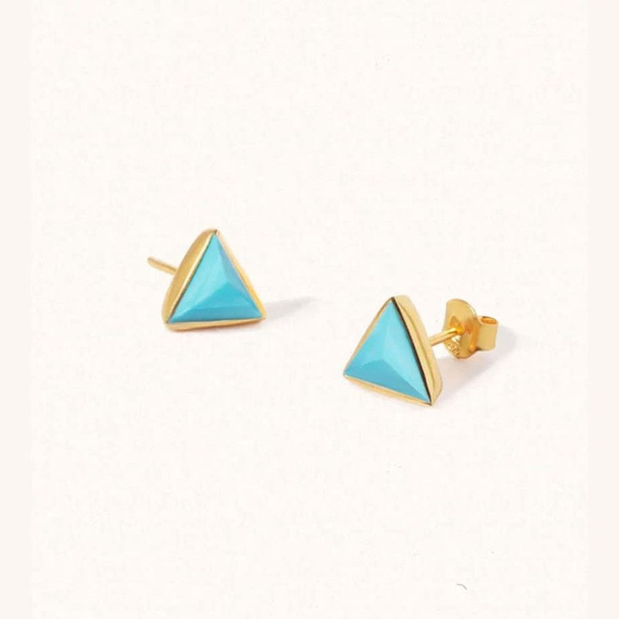 Earrings Luceir Jewellery | Cosmic Triangle Turquoise Stud Earrings