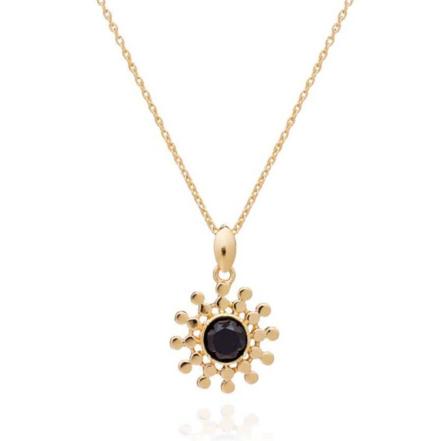 Necklaces Azuni London | Azuni Etrusca Black Onyx Sun Drop Necklace