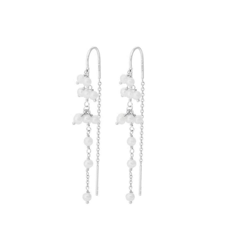 Earrings Pernille Corydon | Pernille Corydon Silver Ocean Treasure Pearl Earchains