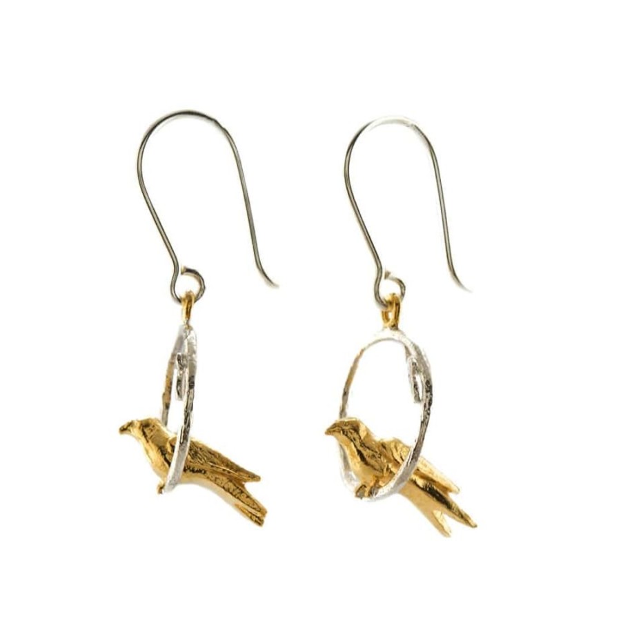 Earrings Alex Monroe | Alex Monroe Tiny Bird Loop Earrings