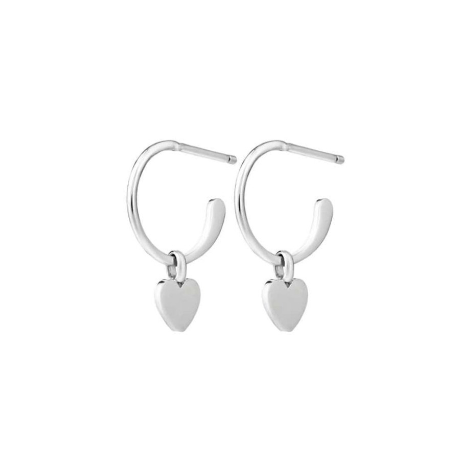 Earrings One and Eight | Silver Rosa Heart Hoop Earrings