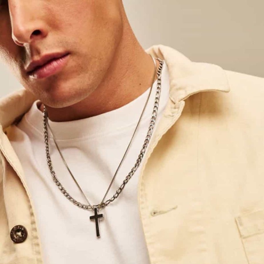 Necklaces Orelia & Joe | Men'S Ridged Cross Necklace