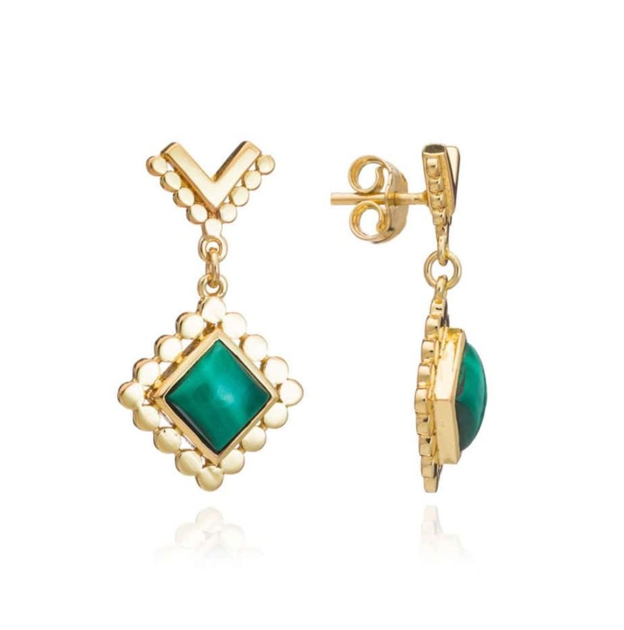 Earrings Azuni London | Azuni Malachite Diamond Drop Studs