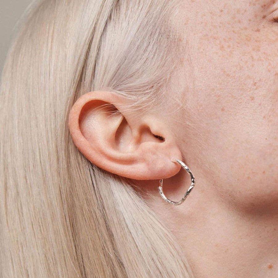 Earrings Enamel | Silver Enamel Sway Hoop Earrings