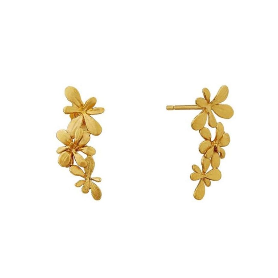 Earrings Alex Monroe | Alex Monroe Sprouting Rosette Stud Drop Earrings