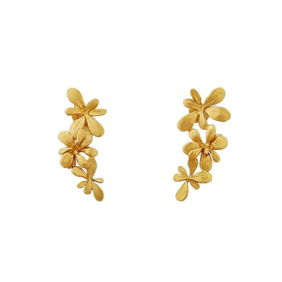 Earrings Alex Monroe | Alex Monroe Sprouting Rosette Stud Drop Earrings