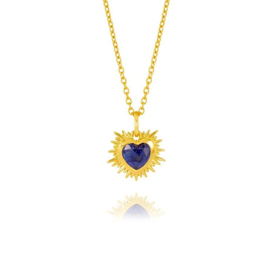 Necklaces Rachel Jackson | Electric Love Blue Sapphire Heart Necklace