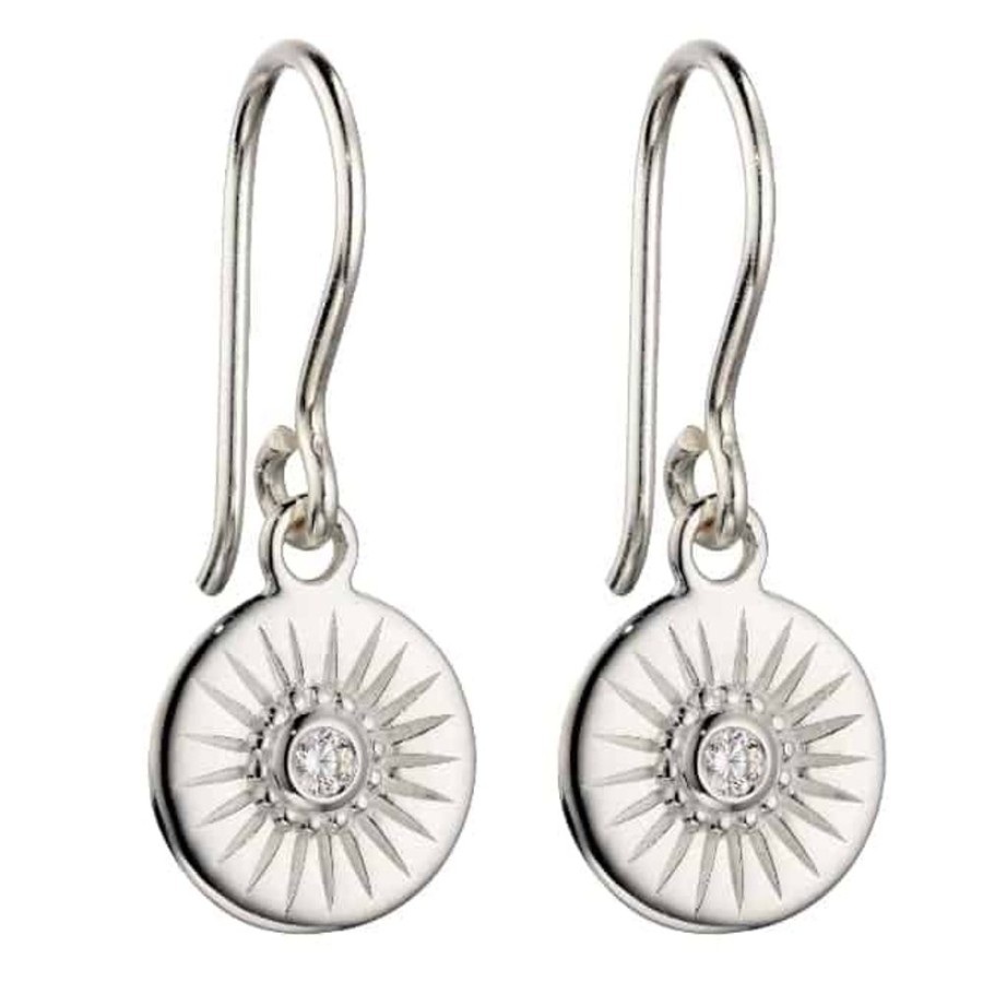 Earrings Silverado Classics | Silver Cubic Zirconia Disc Drop Earrings