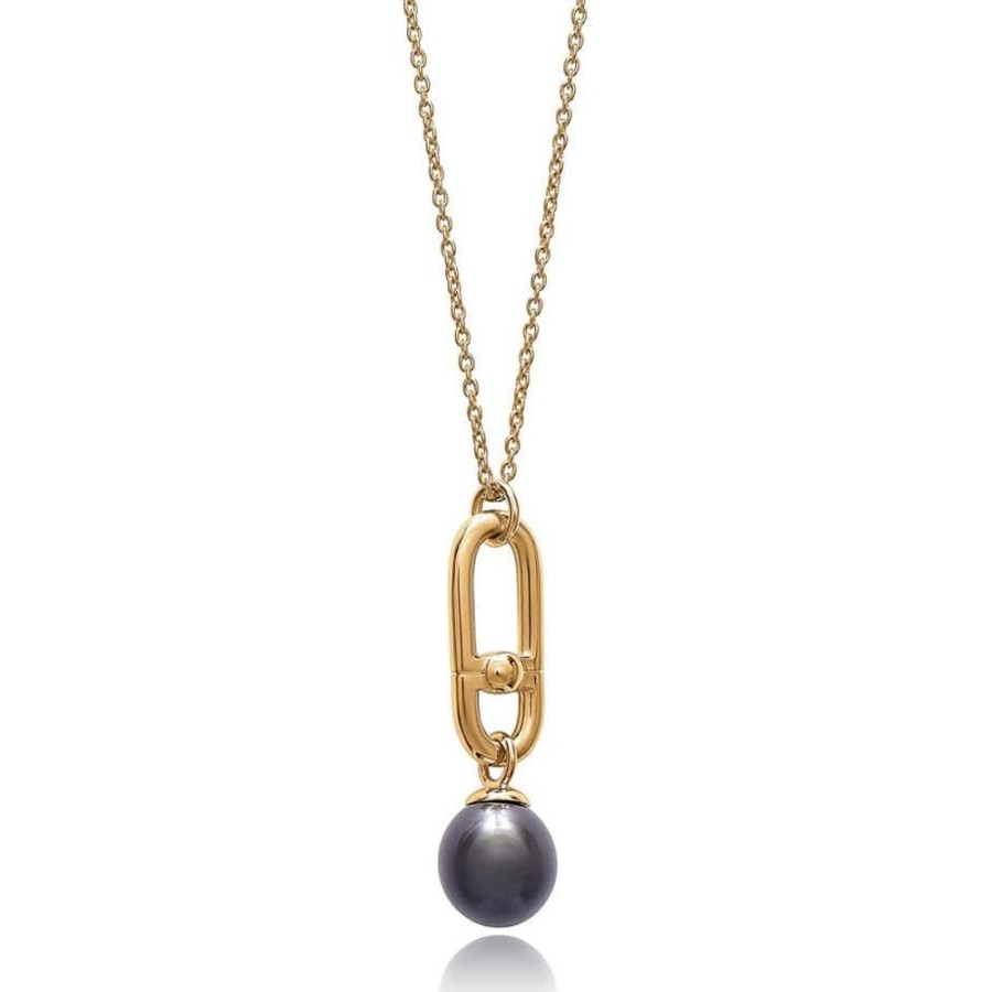 Necklaces Rachel Jackson | Stellar Hardware Black Pearl Necklace