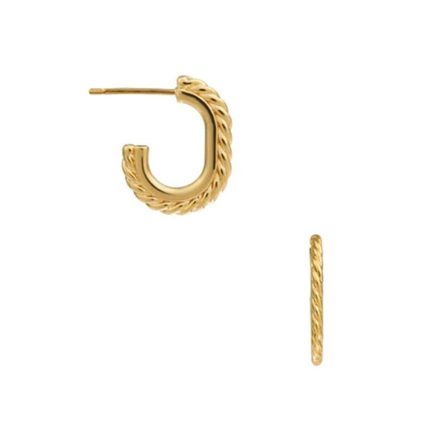 Earrings Orelia | Flat Oval Rope Edge Hoop Earrings