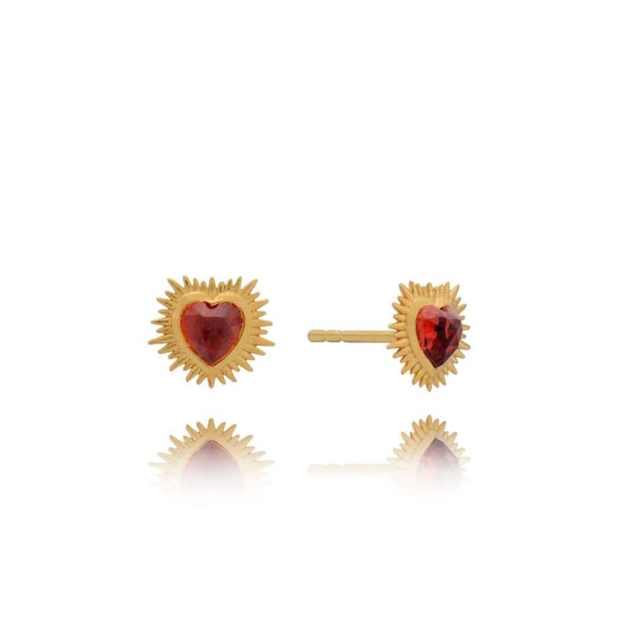 Earrings Rachel Jackson | Electric Love Garnet Heart Stud Earrings