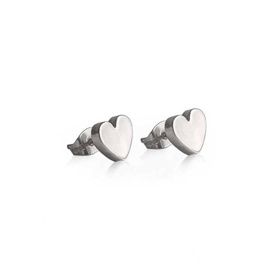 Earrings Tales From The Earth | Silver Classic Heart Stud Earrings