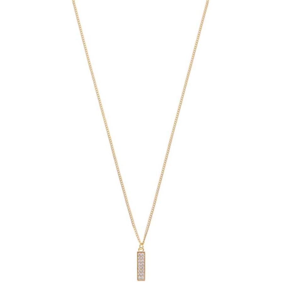 Necklaces Orelia | Pave Bar Necklace - Gold Plated