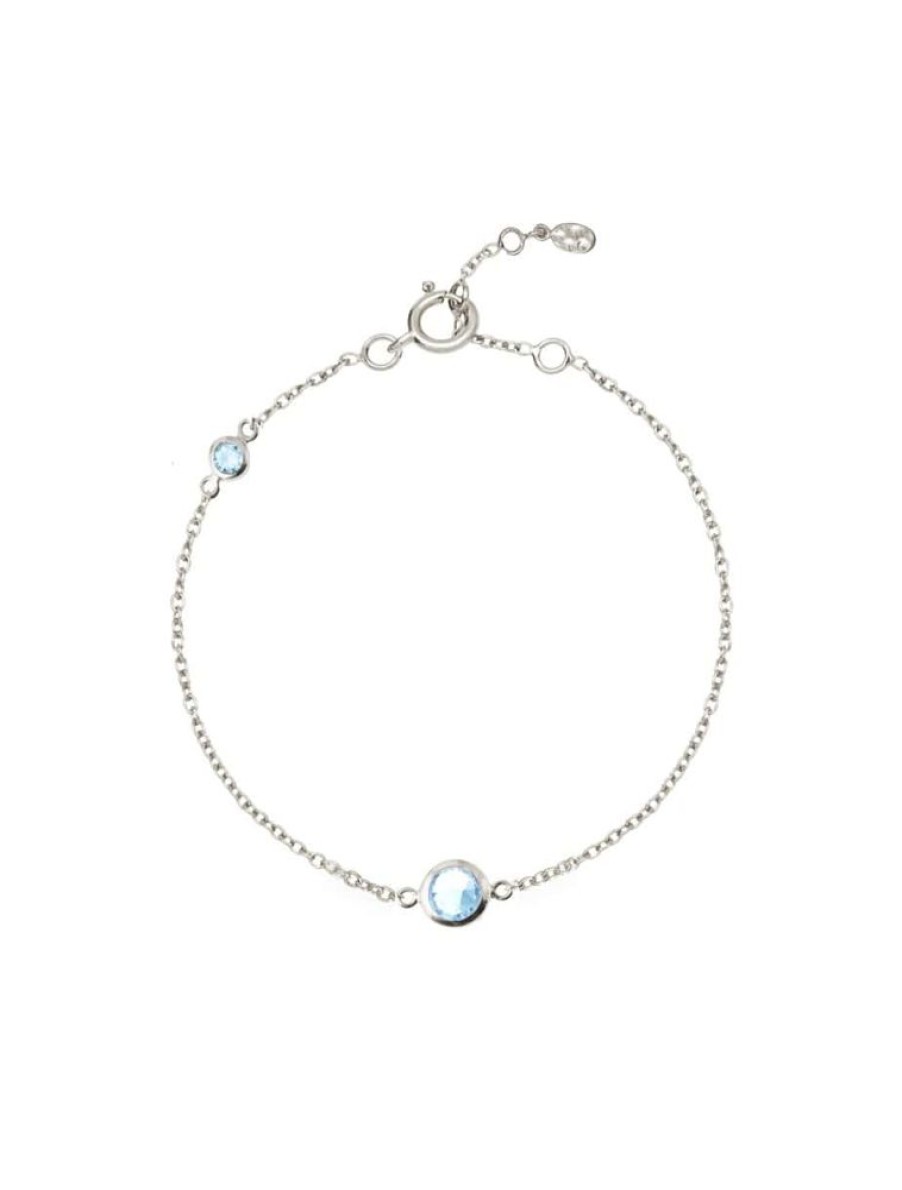 Bracelets Luceir Jewellery | Luceir March Silver Birthstone Bracelet - Blue Topaz