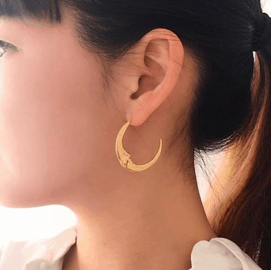 Earrings Manom | Manom Jewellery Large Crescent Moon Earrings