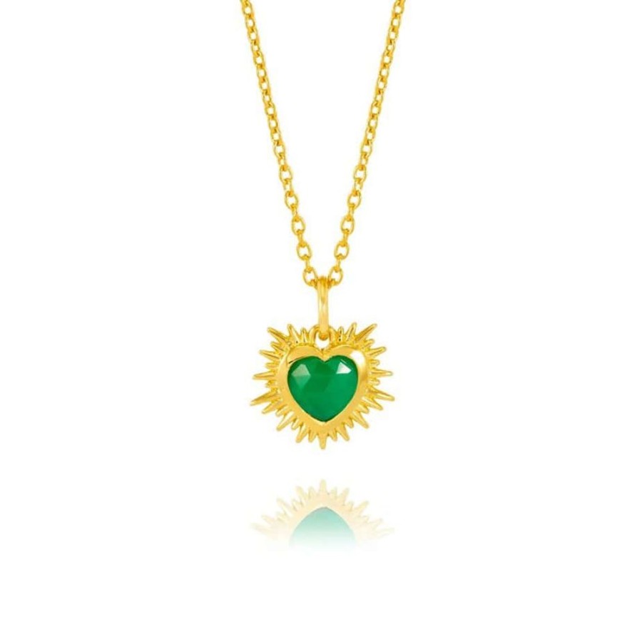 Necklaces Rachel Jackson | Electric Love Green Agate Heart Necklace