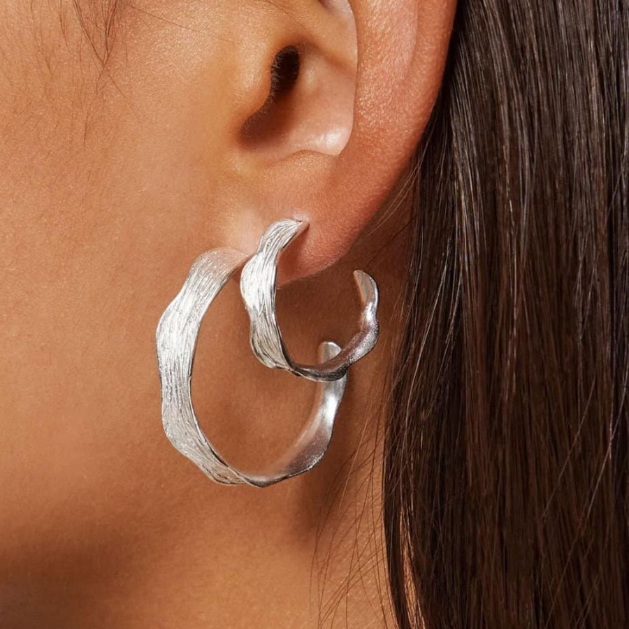 Earrings Enamel | Silver Small Ane Hoop Earring