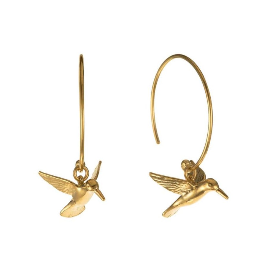 Earrings Alex Monroe | Alex Monroe Hummingbird Hoop Earrings