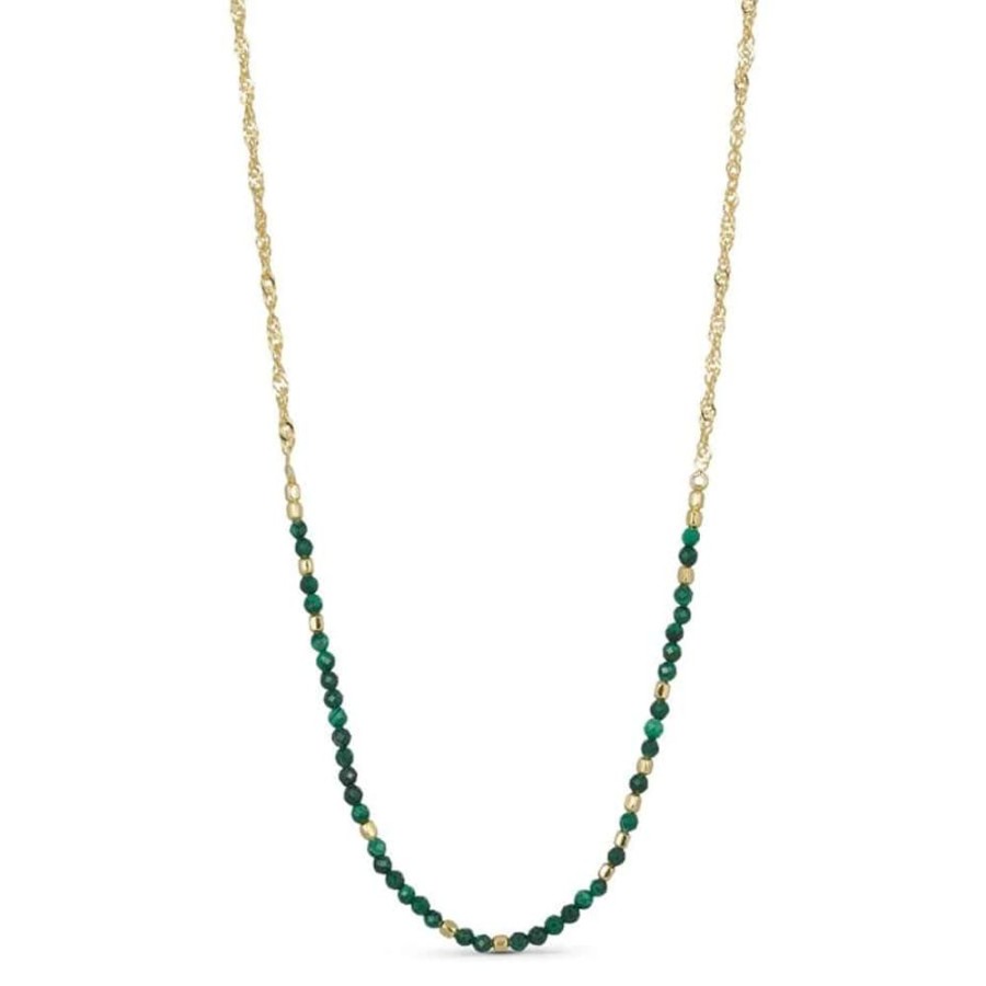 Necklaces Pure By Nat | Malachite Bead And Chain Necklace