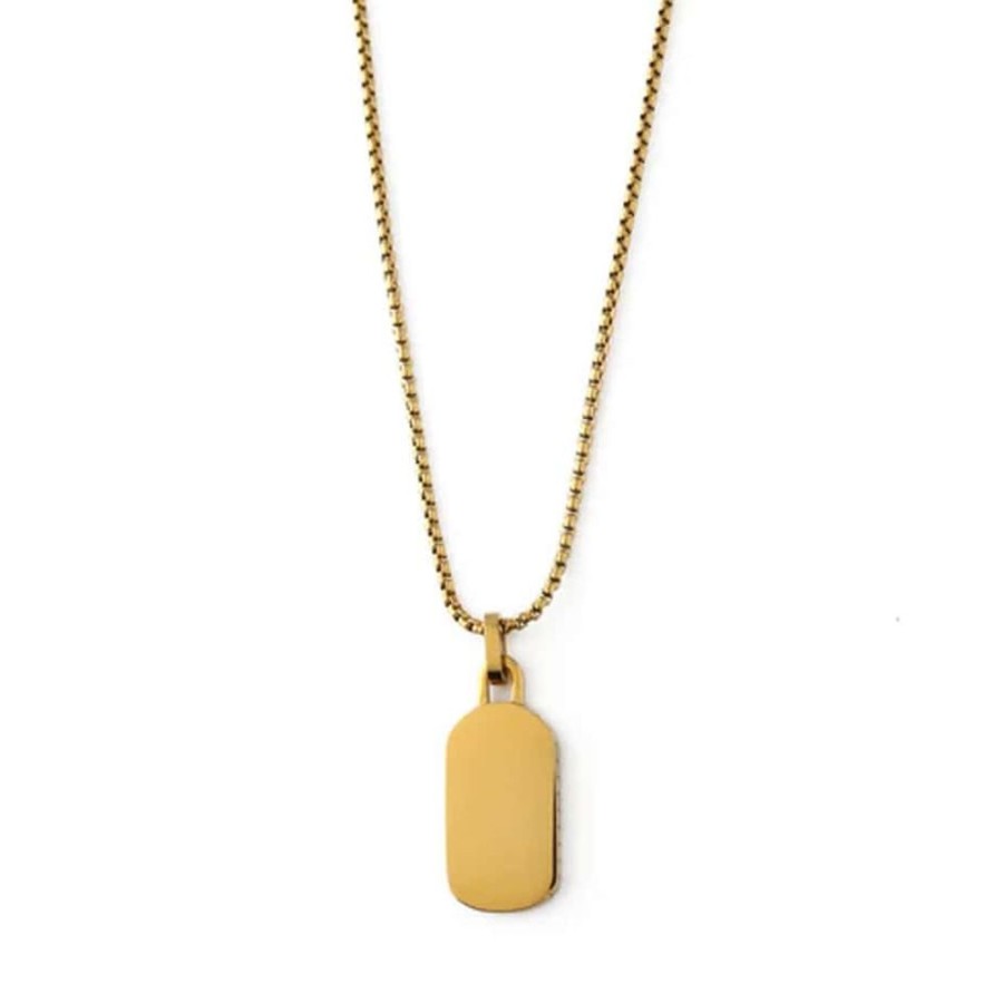 Necklaces Orelia & Joe | Ridged Tag Gold-Plated Necklace