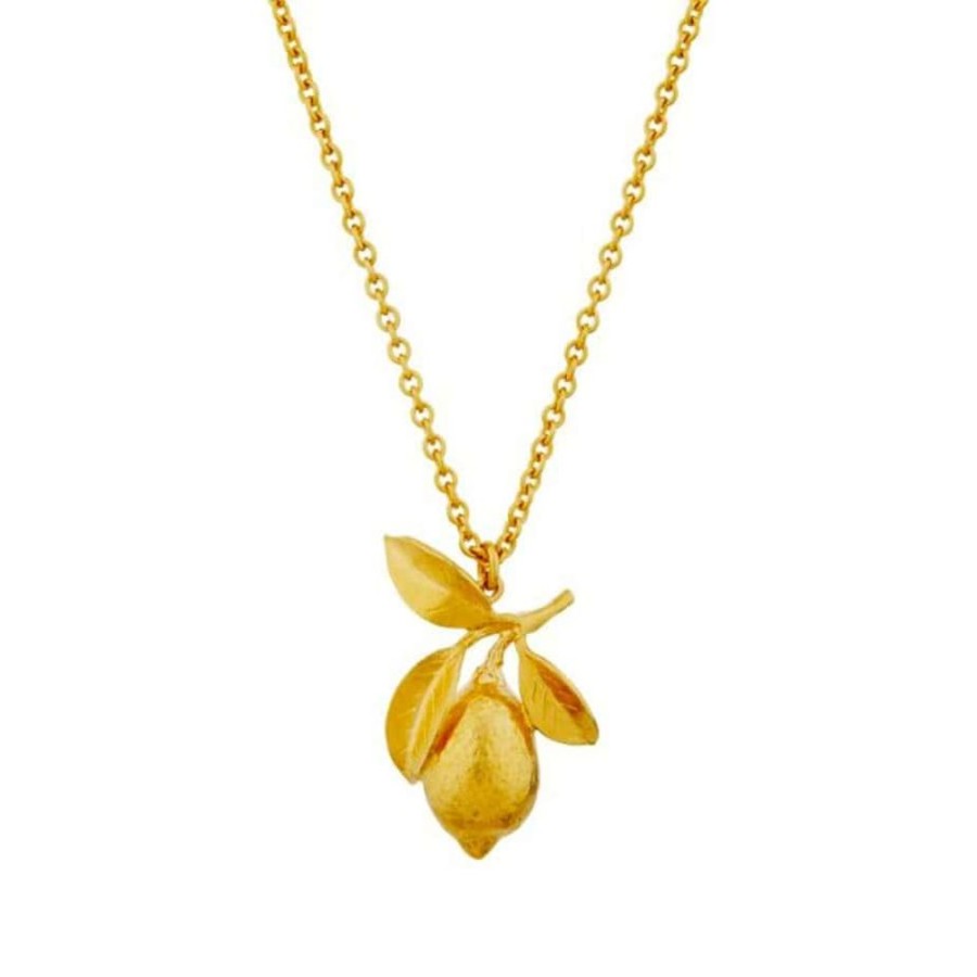 Necklaces Alex Monroe | Large Lemon & Leaf Necklace