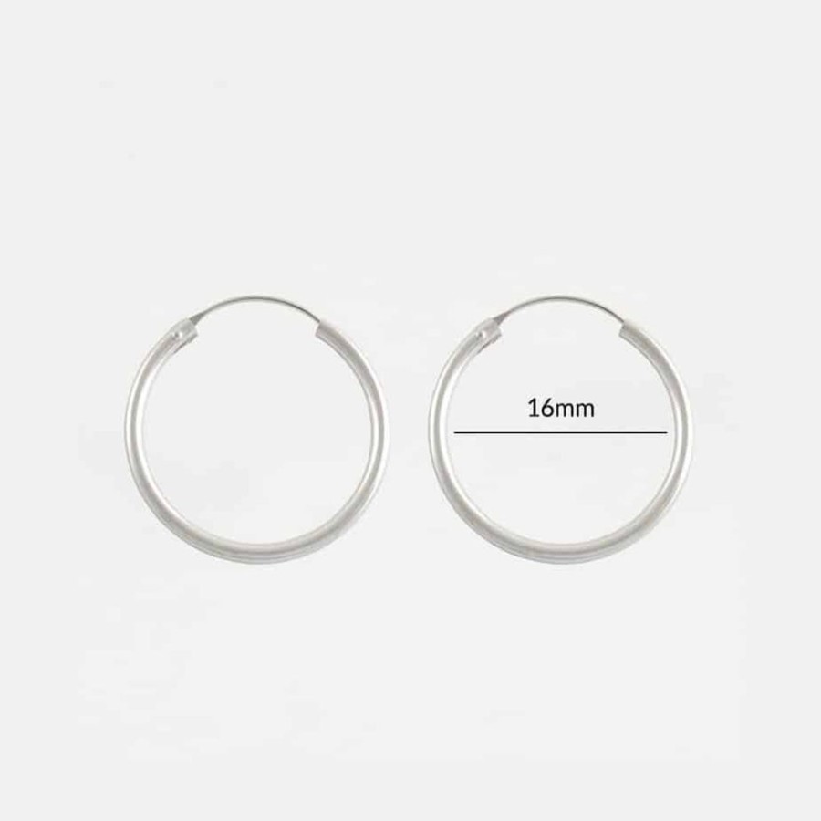 Earrings Silverado Classics | 16Mm Silver Sleeper Hoop Earring