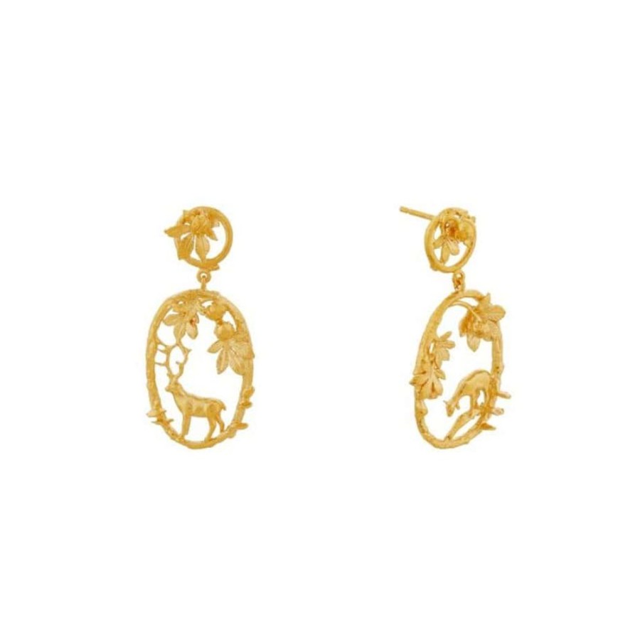 Earrings Alex Monroe | Doe & Stag Oval Loop Drop Earrings