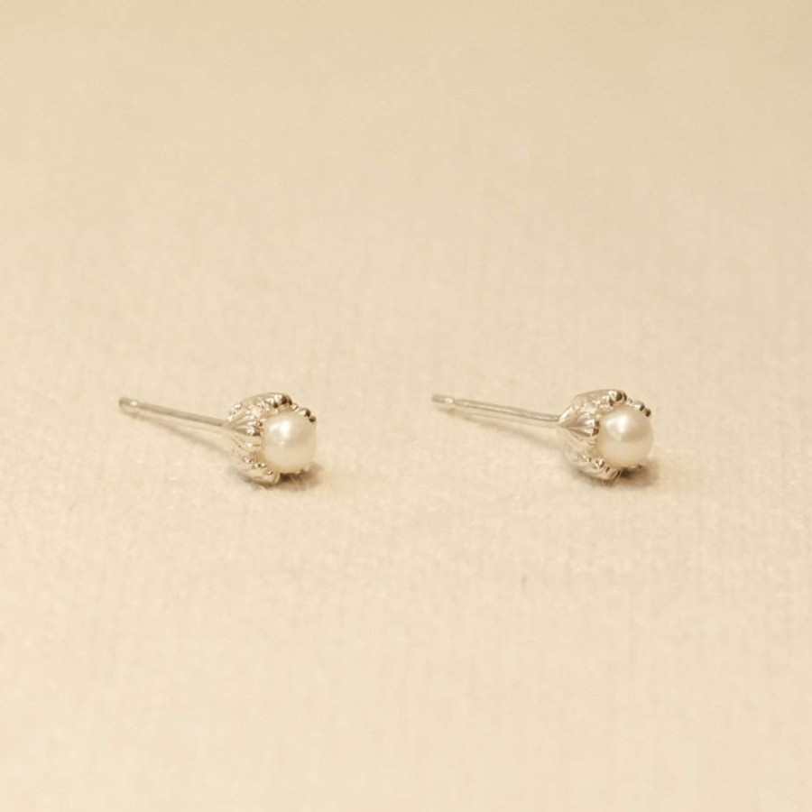 Earrings Rosie Kent | Villa Pearl Silver Stud Earrings