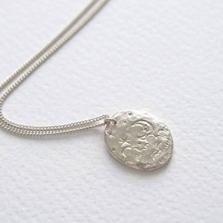 Necklaces Manom | Manom Jewellery Silver Happy Moon Nugget Necklace