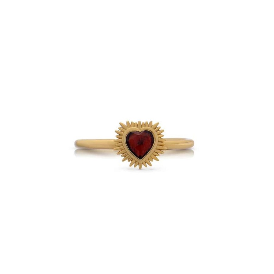 Rings Rachel Jackson | Electric Love Mini Garnet Heart Ring