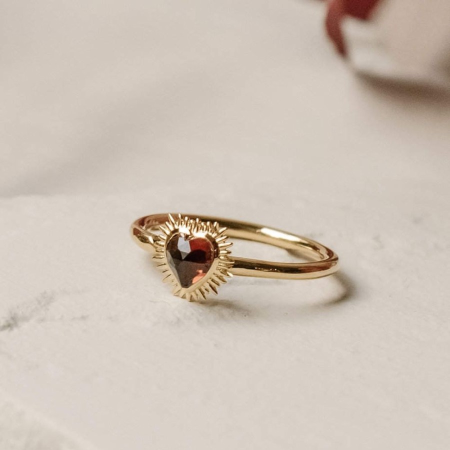 Rings Rachel Jackson | Electric Love Mini Garnet Heart Ring