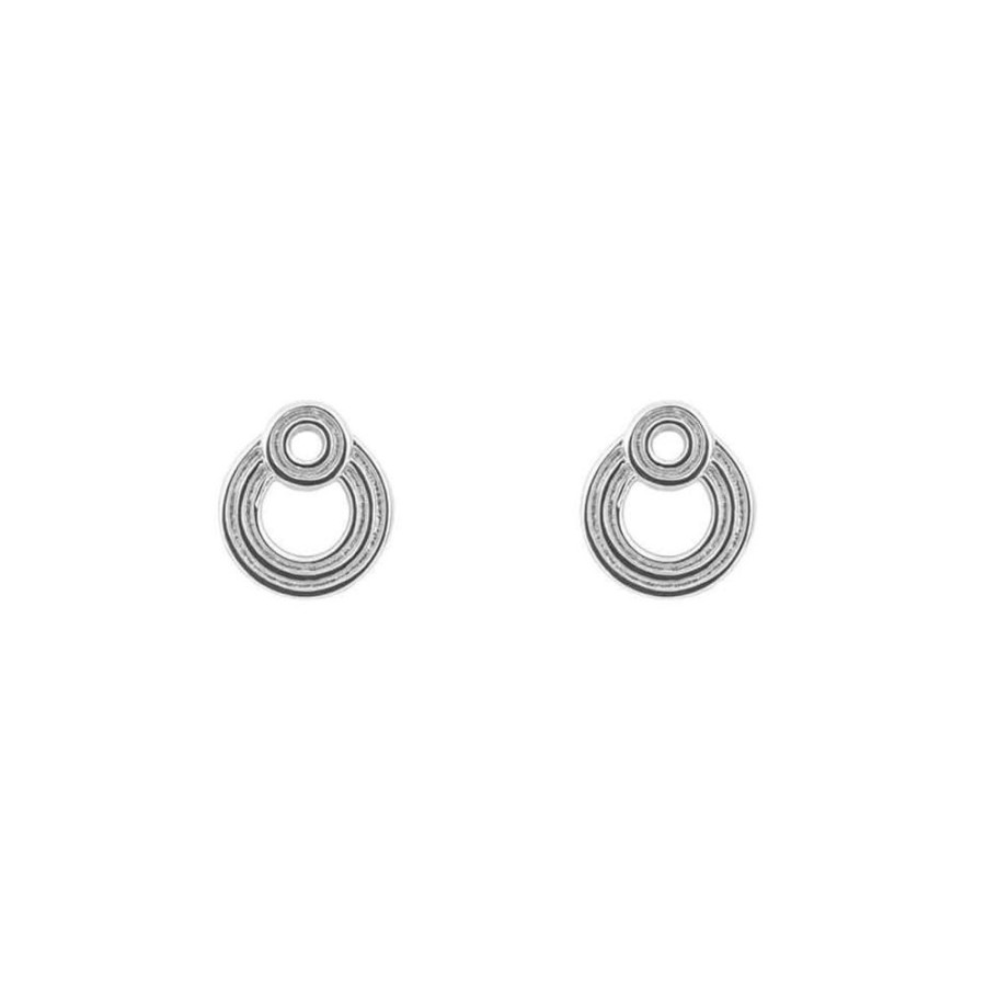 Earrings Silverado Classics | Silver Ridged Double Circle Earrings