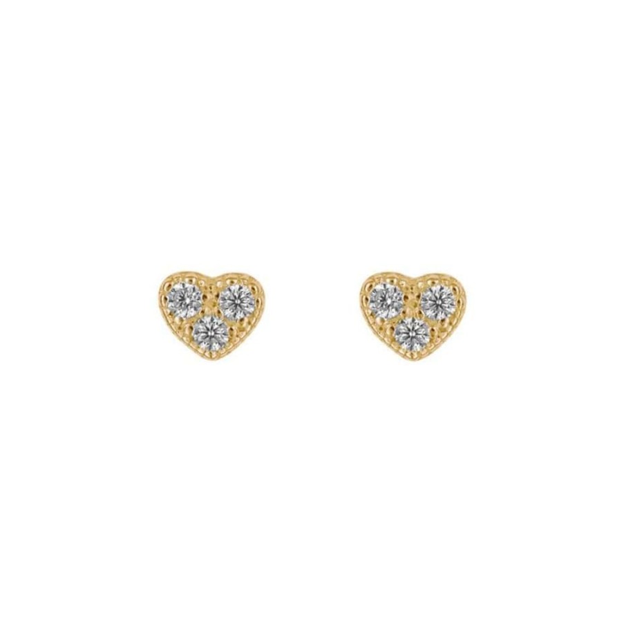 Earrings Silverado Classics | Gold Plated Sparkle Heart Stud Earrings