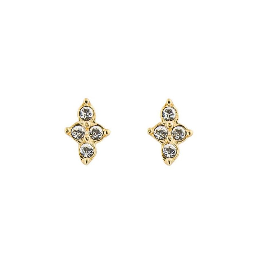 Earrings Silverado Classics | Gold Plated Sparkle Flower Stud Earrings