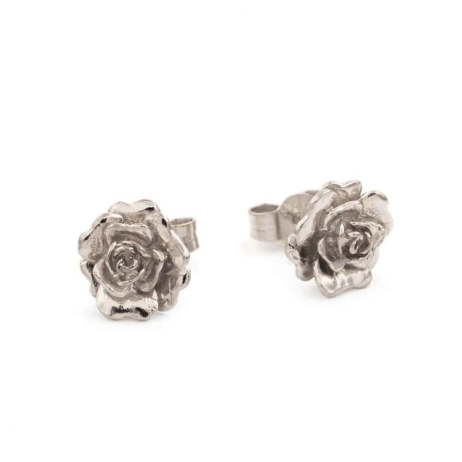 Earrings Alex Monroe | Alex Monroe Silver Rosa Damasca Stud Earrings