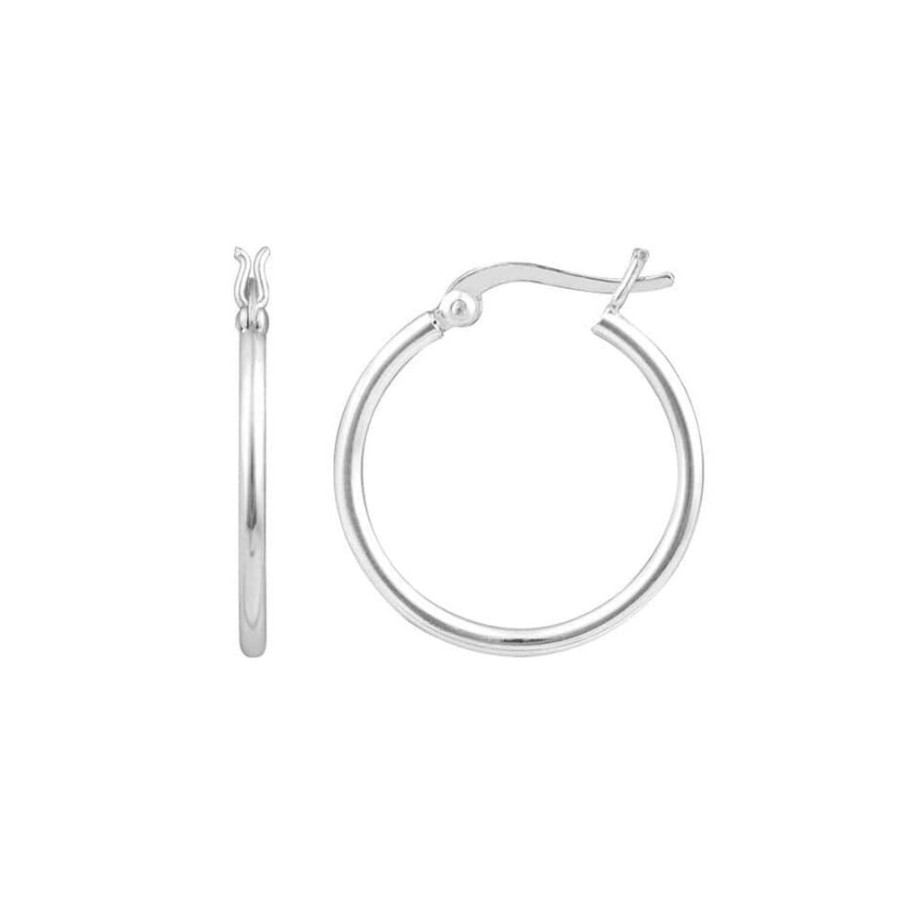 Earrings Silverado Classics | Simple Silver Plain 25Mm Hoop Earring