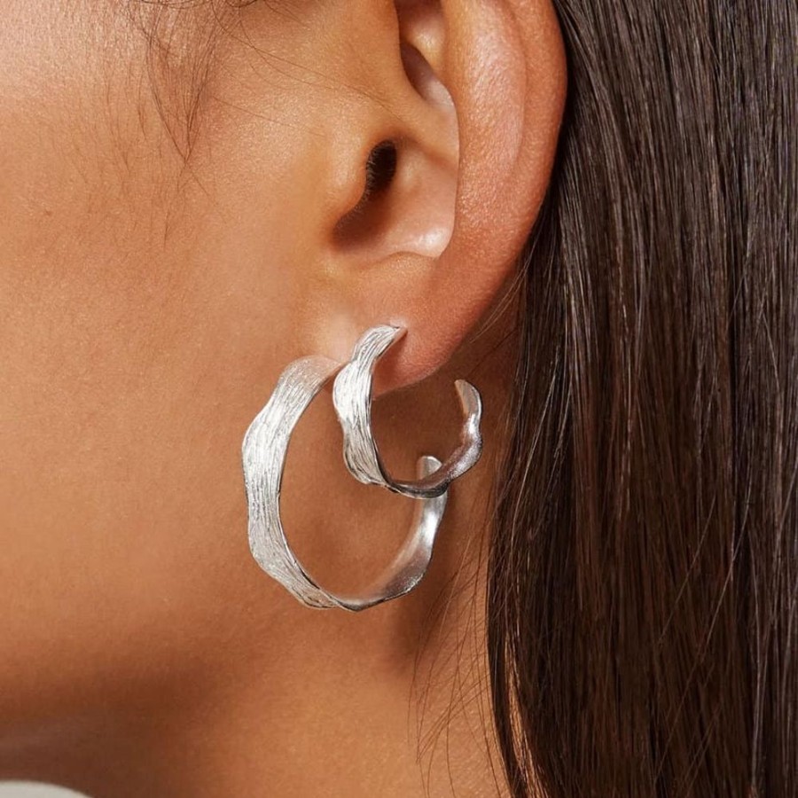 Earrings Enamel | Silver Large Ane Hoop Earring