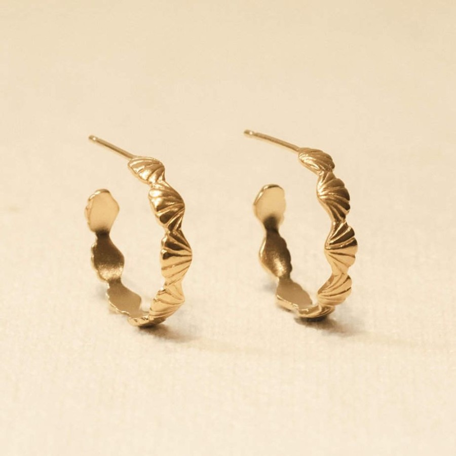 Earrings Rosie Kent | Tiny Shell Light Hoop Earrings